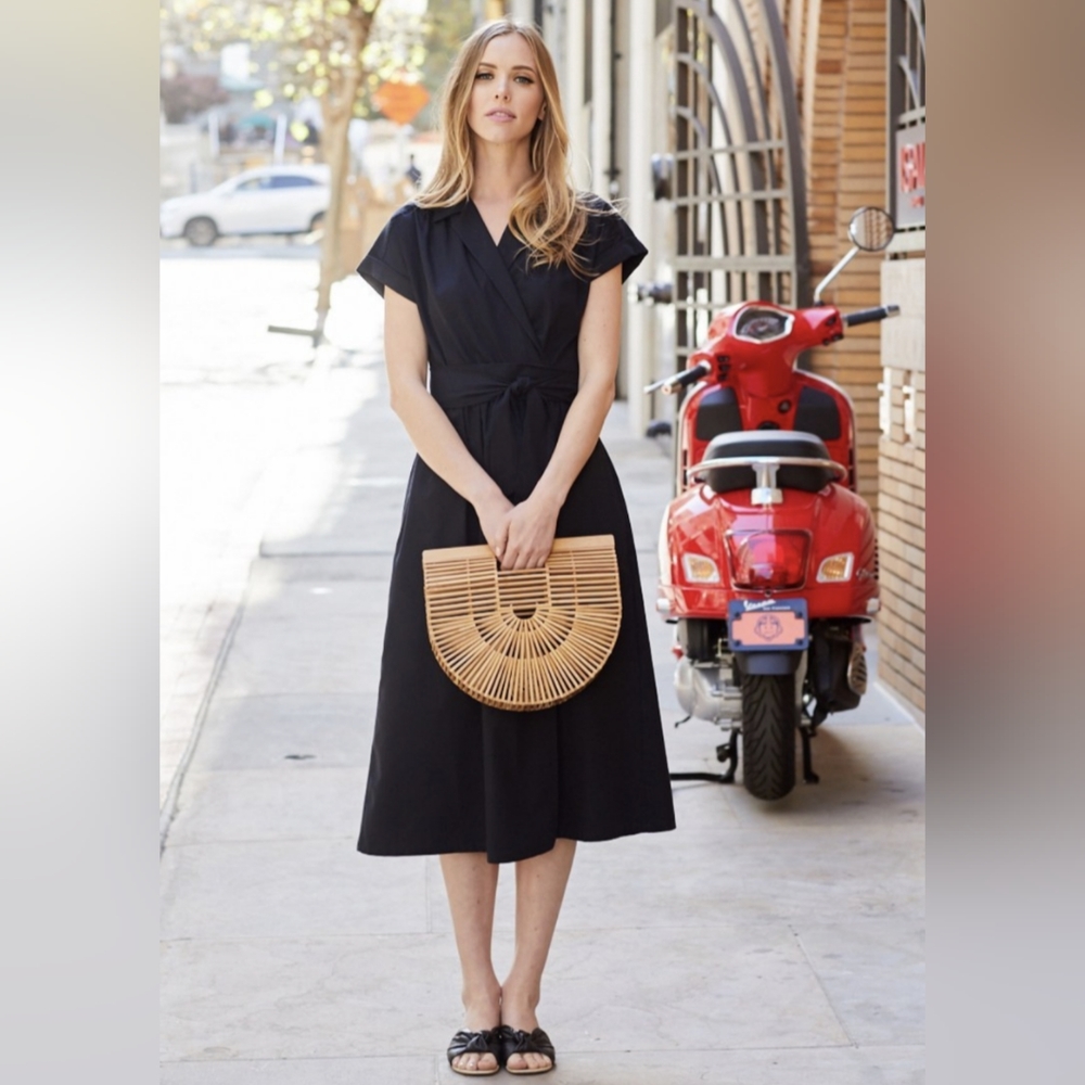 BRAND NEW Amy Kuschel Roman Holiday Wrap Dress, Black
